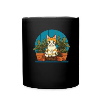 Jardinier amateur plantes de jardin chat de jardin - Mug uni - noir - Devant