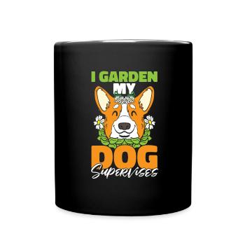 Hobby Gardener Garden Funny Garden Dog - Full Colour Mug - black - Front