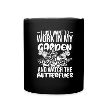 Hobby gardeners garden garden butterflies - Full Colour Mug - black - Front
