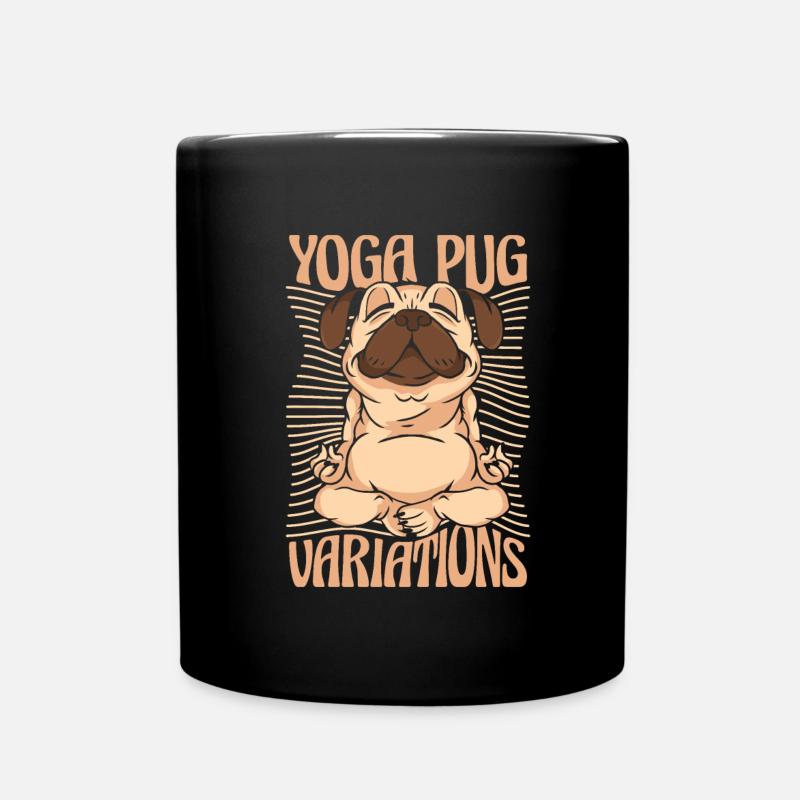 Yoga Hund Yoga Mops - Tasse einfarbig - Schwarz