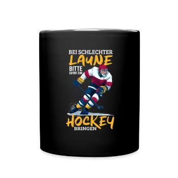 Eishockey Geschenk Eishockeyspieler Hockey - Tasse einfarbig - Schwarz - Vorne