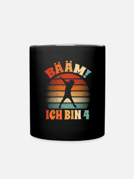 bääm ich bin 4 junge dabbing 4. Geburtstag - Tasse einfarbig - Schwarz