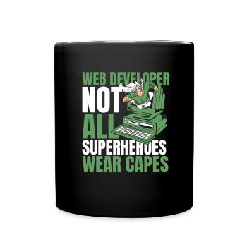 Web Entwickler Webdeveloper Superheld - Tasse einfarbig - Schwarz - Vorne