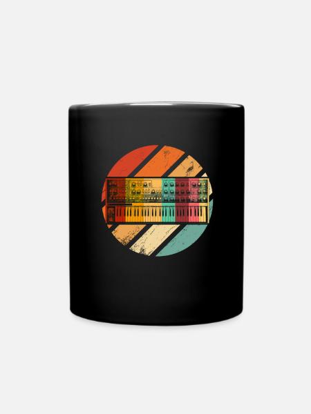synthesizer retro synth electronic music - Full Colour Mug - black