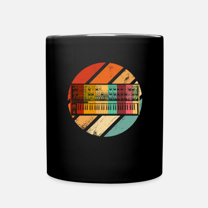 synthesizer retro synth electronic music - Full Colour Mug - black