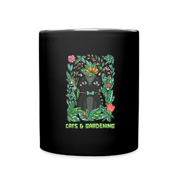 Hobbygärtner Garten Katzenartig Gartenkatze - Tasse einfarbig - Schwarz - Vorne