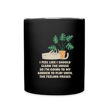 Hobbygärtner Garten Katze Gartenkatze - Tasse einfarbig - Schwarz - Vorne