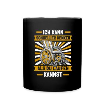 Rollstuhl Rollstuhlfahrer Witzig - Tasse einfarbig - Schwarz - Vorne
