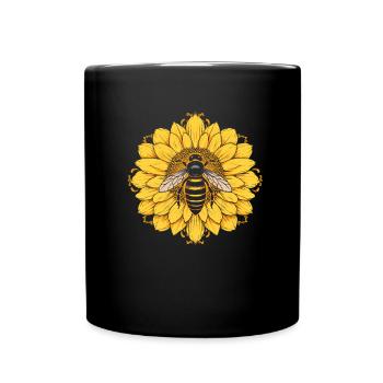 Hobby gardener garden sunflower garden bees - Full Colour Mug - black - Front