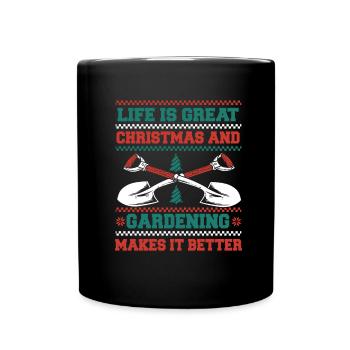 Hobbygärtner Garten Weihnachten Im Garten - Tasse einfarbig - Schwarz - Vorne