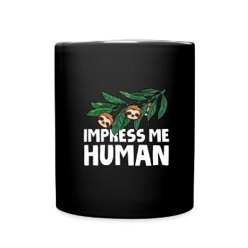Faultier Cool - Tasse einfarbig - Schwarz - Vorne