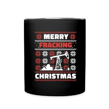 Ölfeld Bohrinsel Weihnachten Fracking - Tasse einfarbig - Schwarz - Vorne