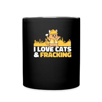 Oilfield Oil Rig Cat Fracking - Full Colour Mug - black - Front