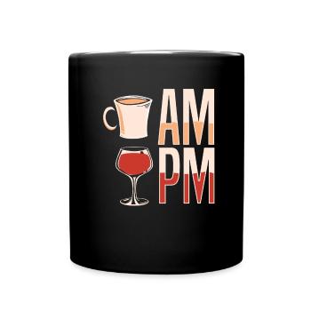Kaffee Cafe Wein Kaffee Wein Am Pm - Tasse einfarbig - Schwarz - Vorne