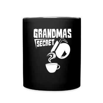 Kaffee Cafe Oma Kaffeewein Grandmas Secret - Tasse einfarbig - Schwarz - Vorne