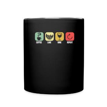 Kaffee Cafe Lustig Kaffeewein - Tasse einfarbig - Schwarz - Vorne