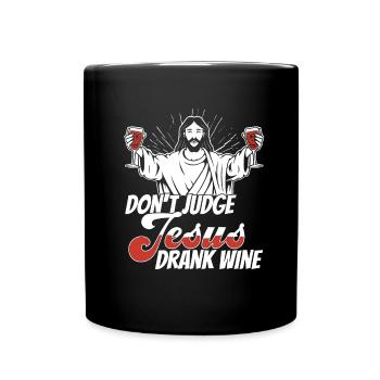Wein Winzer Jesus - Tasse einfarbig - Schwarz - Vorne