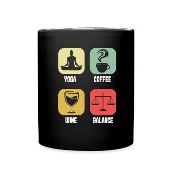 Kaffee Cafe Yoga Kaffeewein - Tasse einfarbig - Schwarz - Vorne