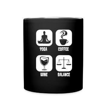 Kaffee Cafe Yoga Kaffeewein - Tasse einfarbig - Schwarz - Vorne