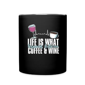 Kaffee Cafe Witzig Kaffee Wein - Tasse einfarbig - Schwarz - Vorne
