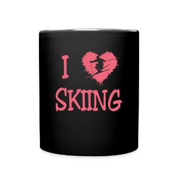 Skiing - Skifahren - Ski - Tasse einfarbig - Schwarz - Vorne