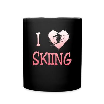 i love skiing - Tasse einfarbig - Schwarz - Vorne