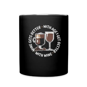 Café Café Lustig Café Vin - Mug uni - noir - Devant