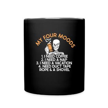 Halloween Skelett Kaffee - Tasse einfarbig - Schwarz - Vorne