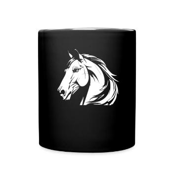 Pferd Reitsport Kopf - Tasse einfarbig - Schwarz - Vorne