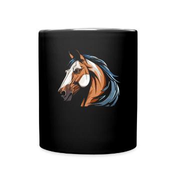 Cheval tête équestre - Mug uni - noir - Devant
