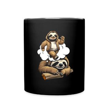 Faultier Witzig - Tasse einfarbig - Schwarz - Vorne