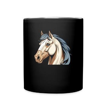 Pferd Reitsport Kopf - Tasse einfarbig - Schwarz - Vorne