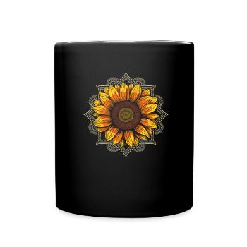 Sonnenblume Mandala Inspirierend Zen - Tasse einfarbig - Schwarz - Vorne
