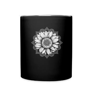Sunflower Mandala Inspirational Zen - Full Colour Mug - black - Front