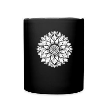 Sonnenblume Mandala Inspirierend Zen - Tasse einfarbig - Schwarz - Vorne