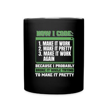 Developer, Coder, Programmer - Full Colour Mug - black - Front