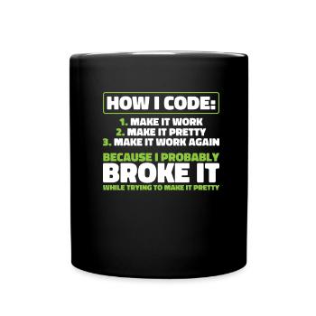 Developer, Coder, Programmer - Full Colour Mug - black - Front