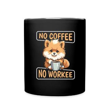 Coffee Cafe Pomeranian Dog No Coffee No Workee - Full Colour Mug - black - Front