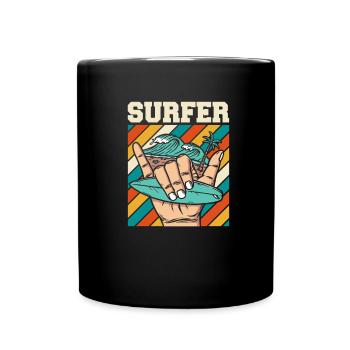Surfer Surfen Cool Retro Surfer Vintage Surf - Tasse einfarbig - Schwarz - Vorne