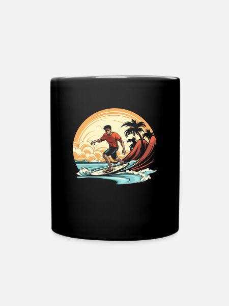 Surfer Surfen Cool Retro Surfer Vintage Surf - Tasse einfarbig - Schwarz
