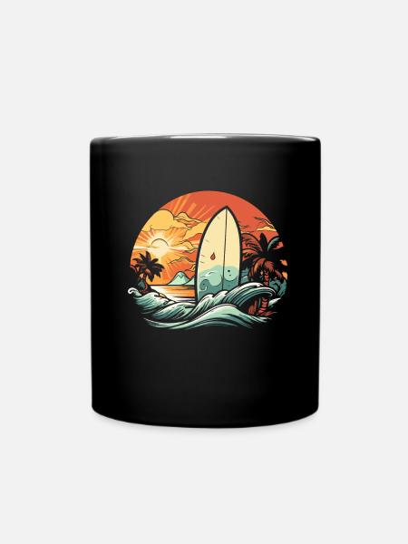 Surfer Surfen Cool Retro Surfer Vintage Surf - Tasse einfarbig - Schwarz