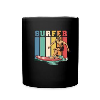Surfer Surfen Cool Retro Surfer Vintage Surf - Tasse einfarbig - Schwarz - Vorne