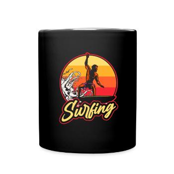 Surfer Surfen Cool Retro Surfer Vintage Surf - Tasse einfarbig - Schwarz - Vorne