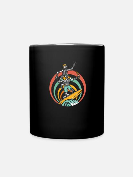 Surfer Surf Skeleton Retro Surfer Vintage Surf - Mug uni - noir