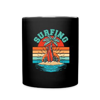 Surfer Surfen Cool Retro Surfer Vintage Surf - Tasse einfarbig - Schwarz - Vorne