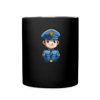 Polizist Polizei Niedlich - Tasse einfarbig - Schwarz - Vorne