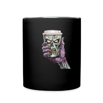 Café Café Halloween Zombie Main - Mug uni - noir - Devant