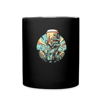 Café Café Halloween Zombie Main - Mug uni - noir - Devant