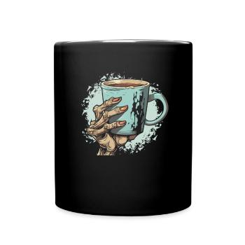 Café Café Halloween Zombie Main - Mug uni - noir - Devant