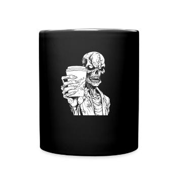 Kaffee Cafe Halloween Zombie Hand - Tasse einfarbig - Schwarz - Vorne